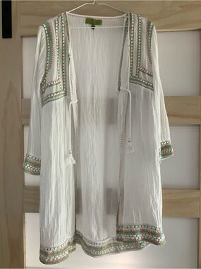 Rapsodia Cotton Gauze Embellished Cover-Up Tunic | Boho Beachwear | Medium
